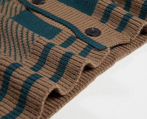 Cozy Knit Plaid Cardigan Sweater