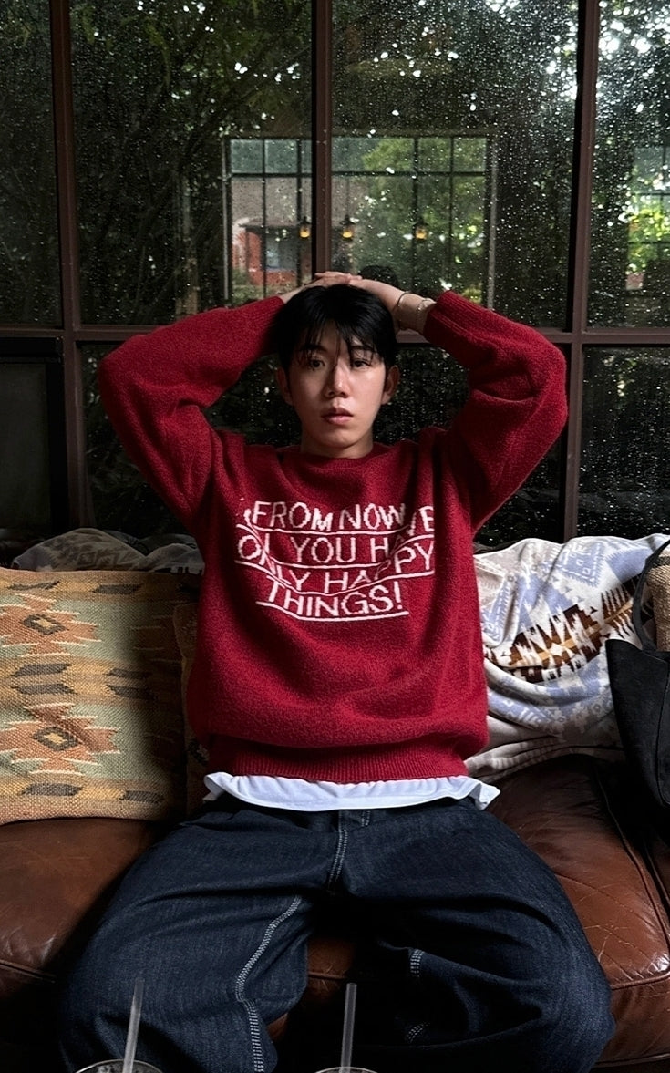 Cozy Knit Pullover Sweater Casual Letter Design