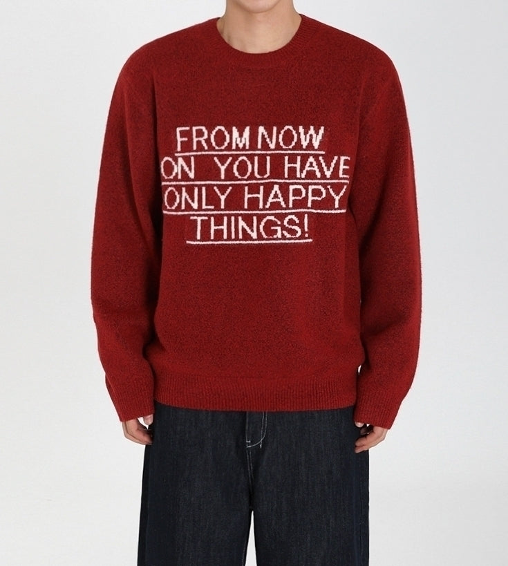 Cozy Knit Pullover Sweater Casual Letter Design