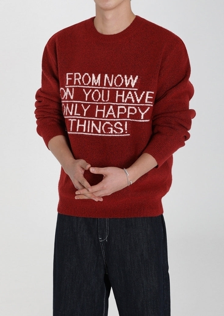 Cozy Knit Pullover Sweater Casual Letter Design