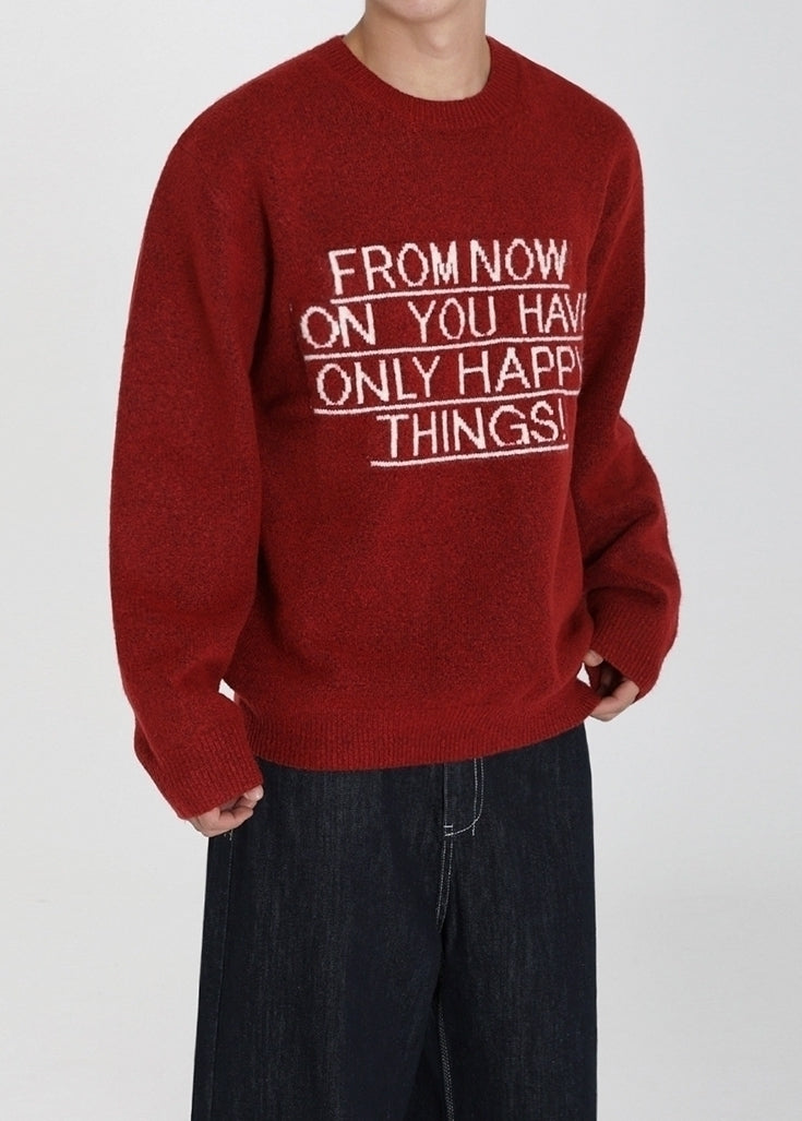 Cozy Knit Pullover Sweater Casual Letter Design