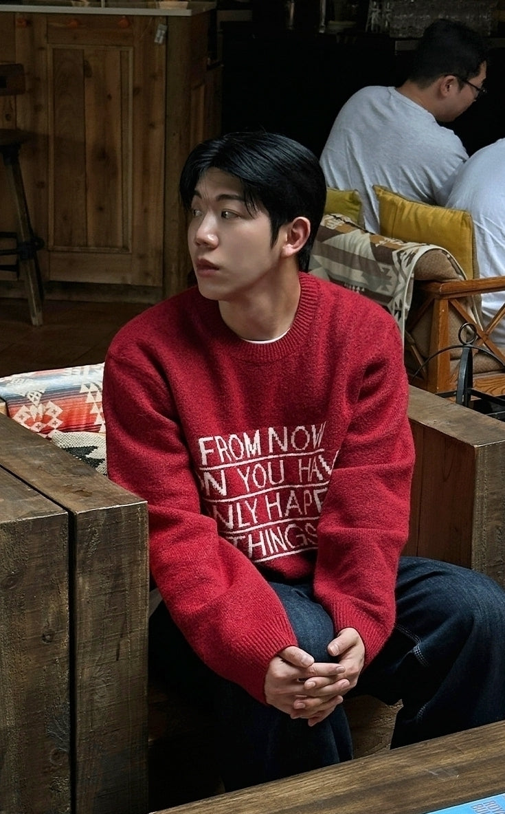 Cozy Knit Pullover Sweater Casual Letter Design