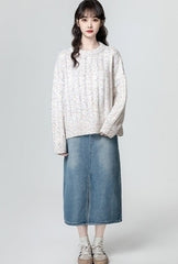 Cozy Knit Pullover Sweater Soft Colorful Dots