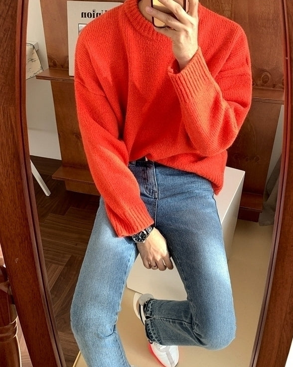 Cozy Knit Sweater Casual Loose Fit Pullover