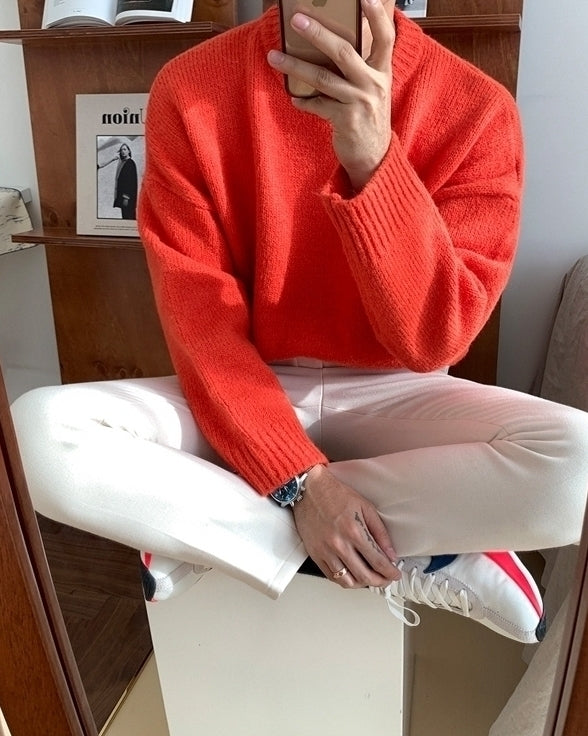 Cozy Knit Sweater Casual Loose Fit Pullover