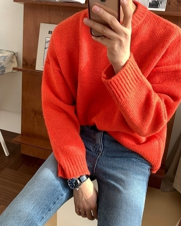 Cozy Knit Sweater Casual Loose Fit Pullover