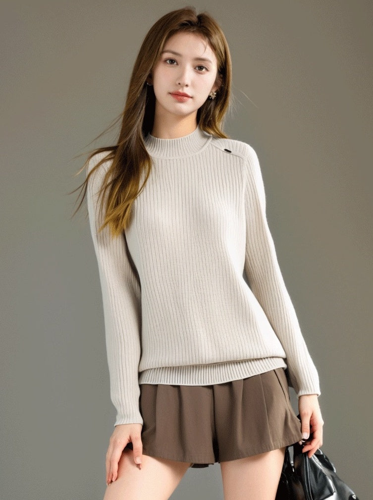 Cozy Knit High Neck Casual Sweater