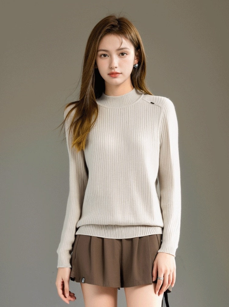 Cozy Knit High Neck Casual Sweater