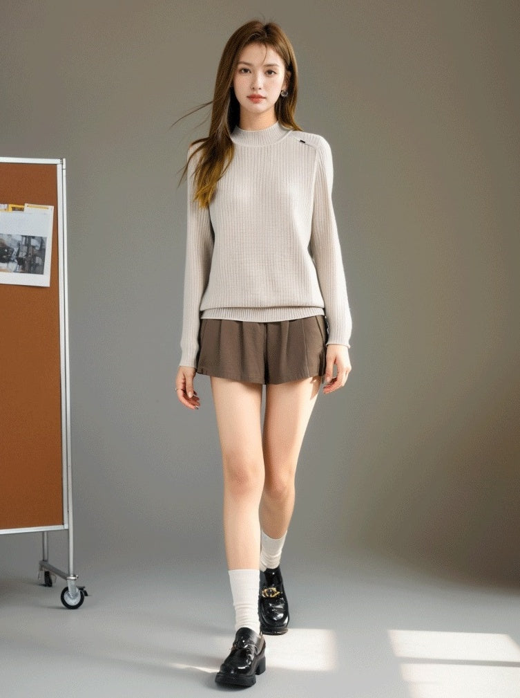 Cozy Knit High Neck Casual Sweater