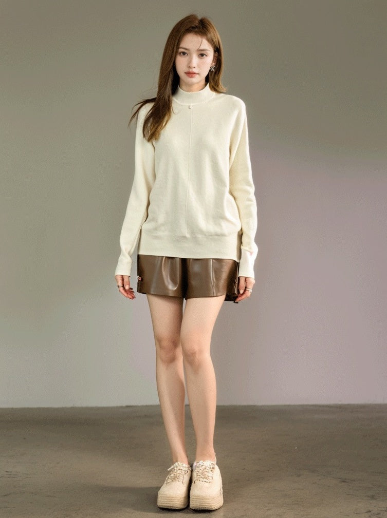 Apricot Plain Knit Sweater Top