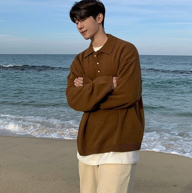 Cozy Knit Sweater With Classic Collar