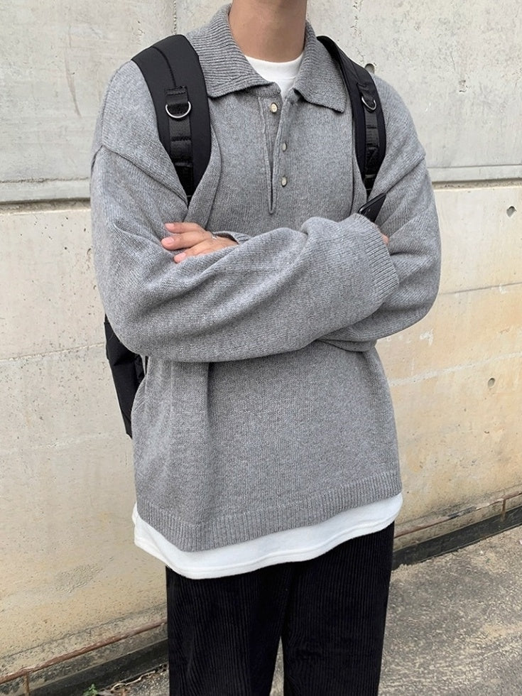 Cozy Knit Sweater With Classic Collar