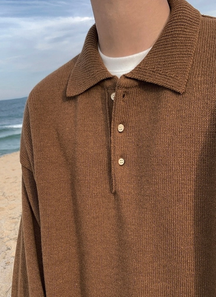 Cozy Knit Sweater With Classic Collar