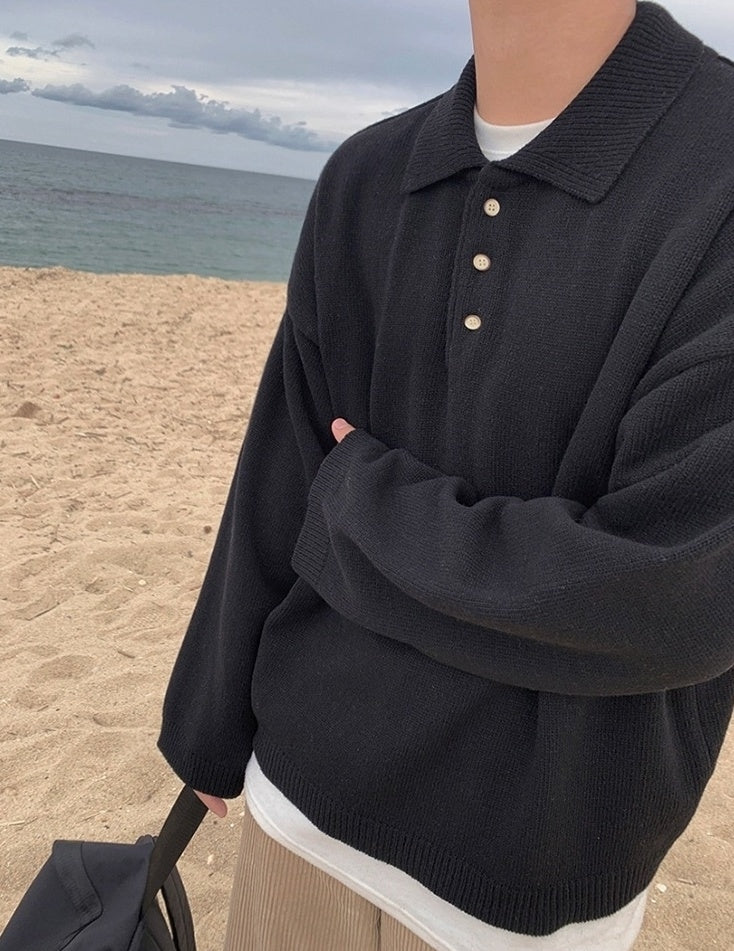 Cozy Knit Sweater With Classic Collar