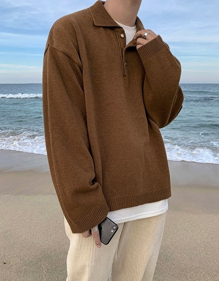 Cozy Knit Sweater With Classic Collar