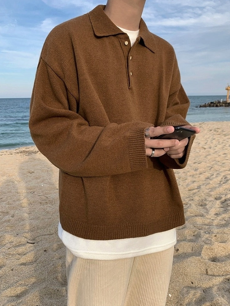Cozy Knit Sweater With Classic Collar