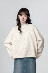 Cozy Knit Sweater With Rolled Collar