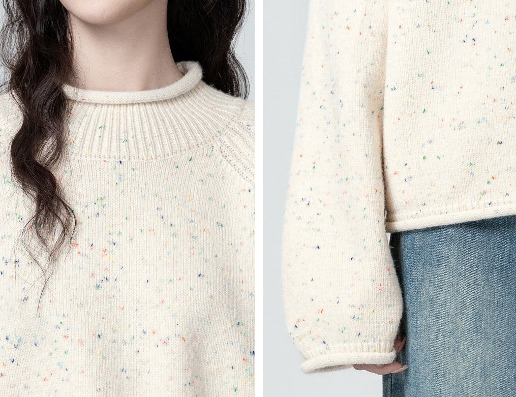Cozy Knit Sweater With Rolled Collar