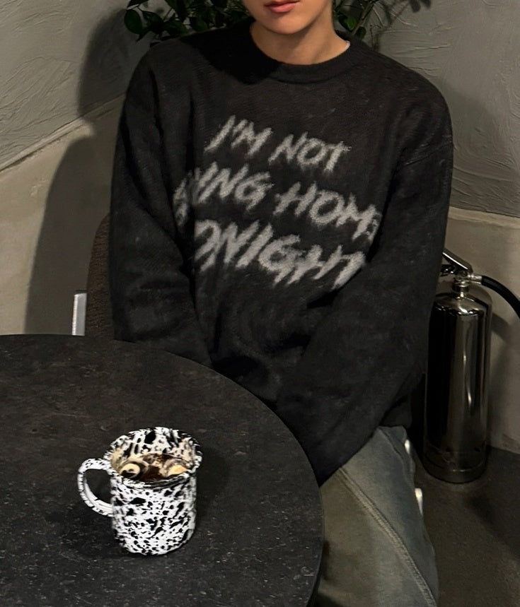 Cozy Knit Sweater With Trendy Print