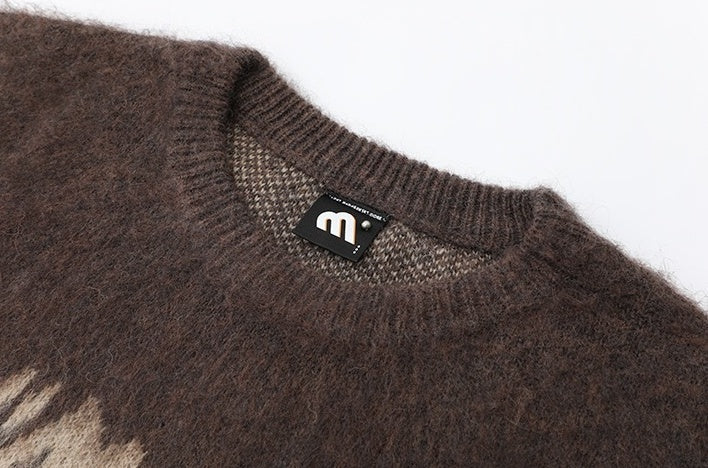 Cozy Knit Sweater With Trendy Print