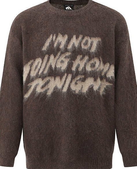 Cozy Knit Sweater With Trendy Print