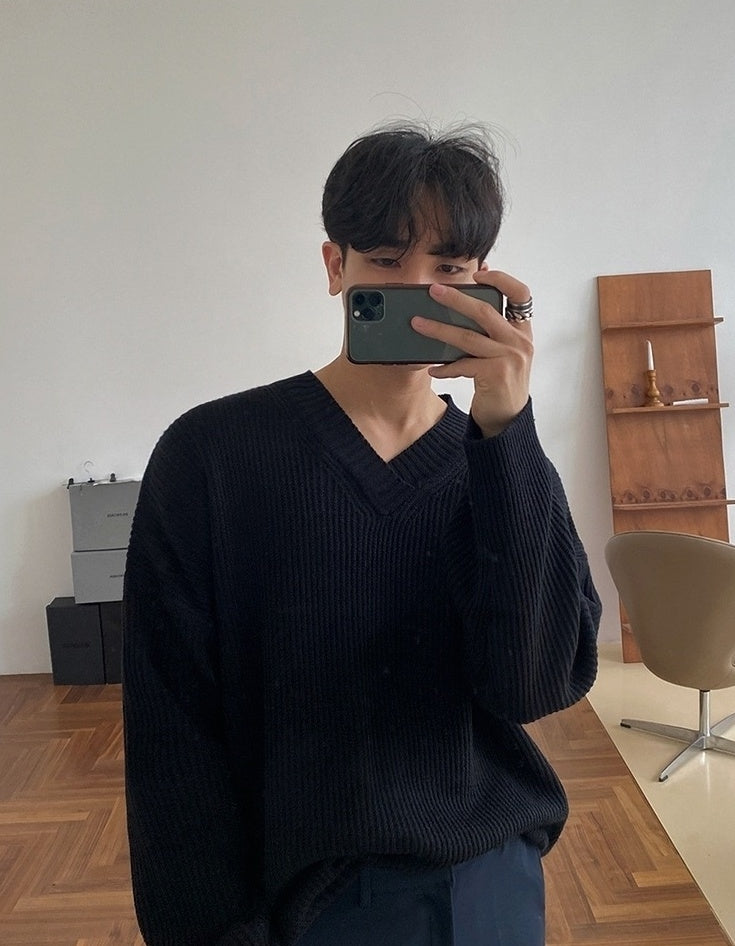 Cozy Knit Vneck Sweater