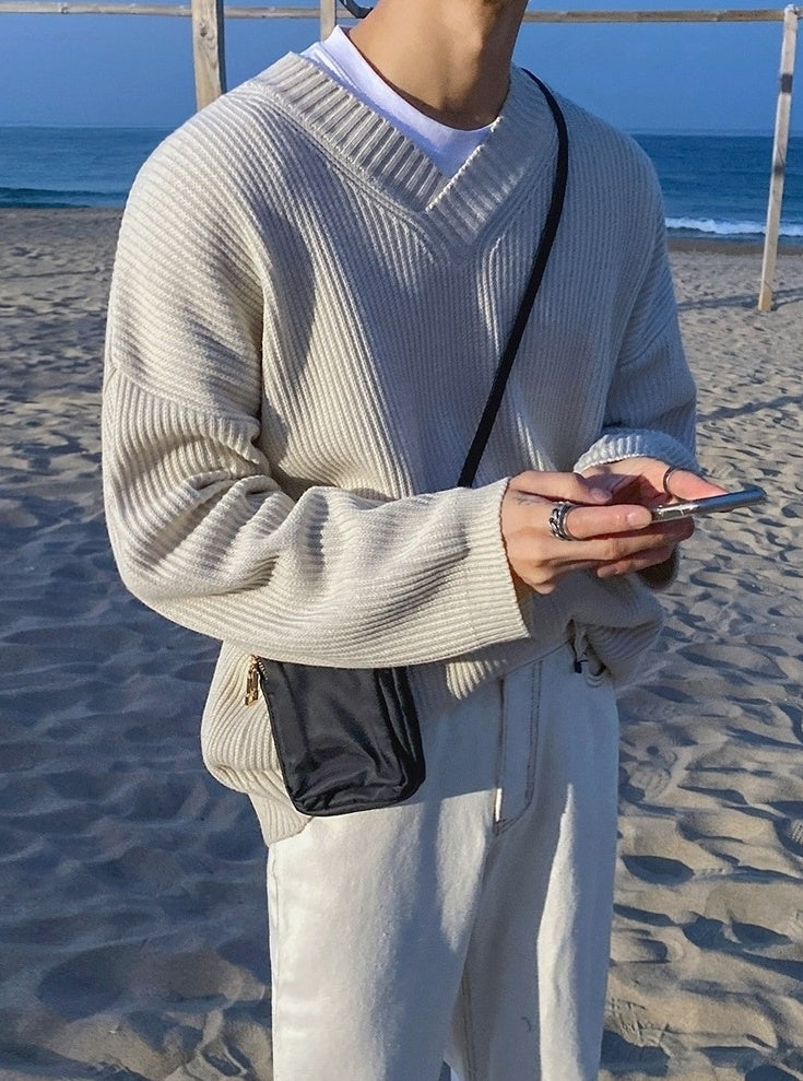 Cozy Knit Vneck Sweater