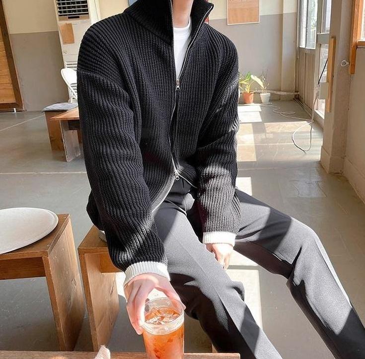 Cozy Knit Zip Cardigan Sweater