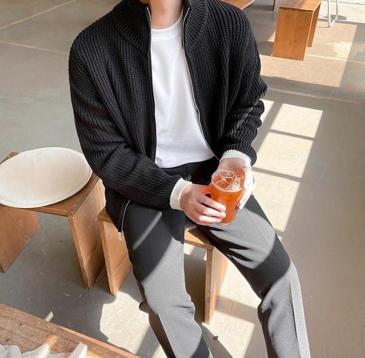 Cozy Knit Zip Cardigan Sweater