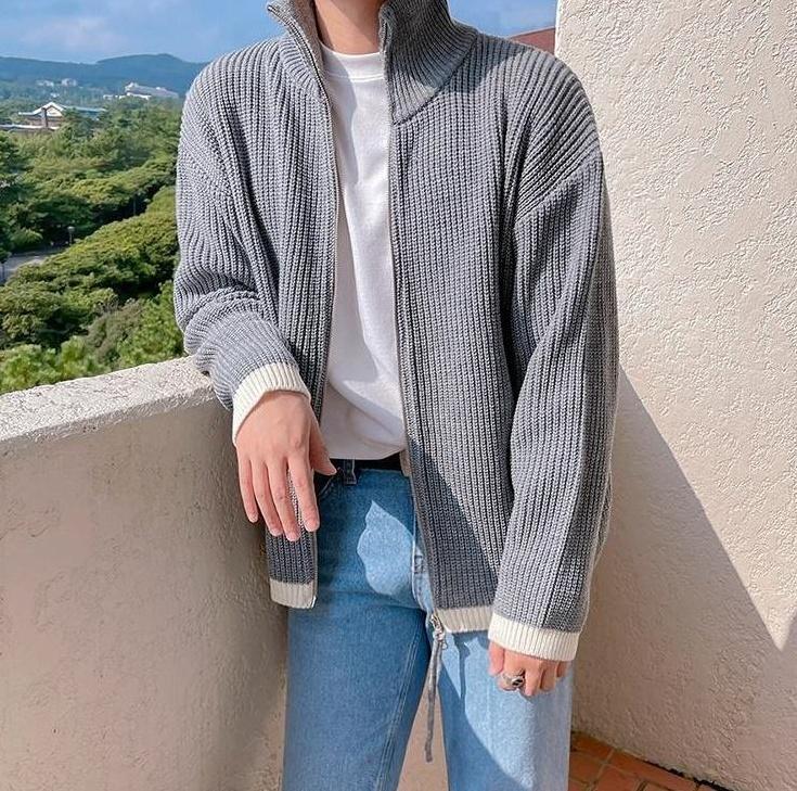 Cozy Knit Zip Cardigan Sweater