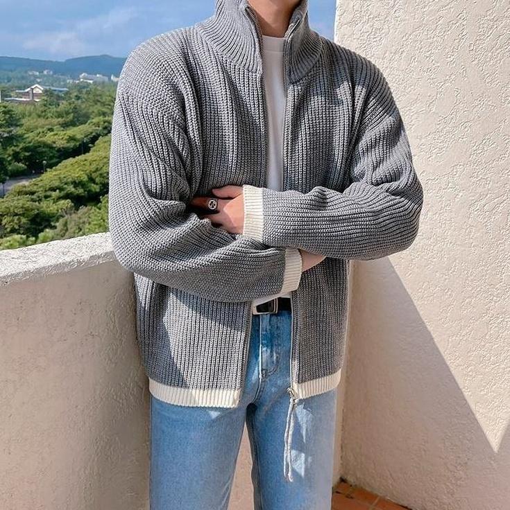 Cozy Knit Zip Cardigan Sweater