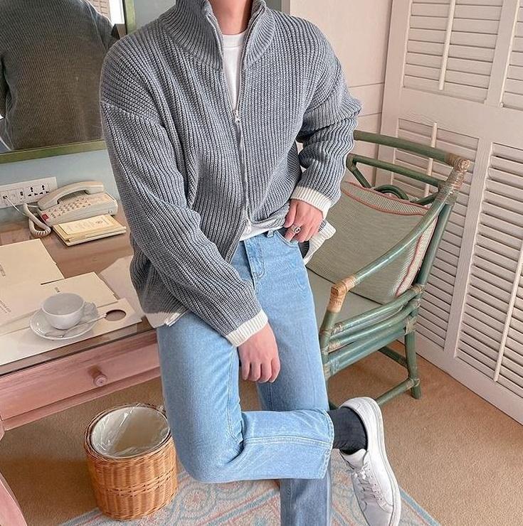 Cozy Knit Zip Cardigan Sweater