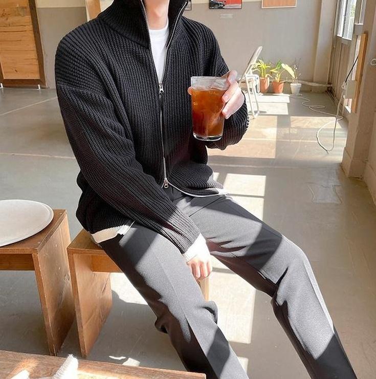 Cozy Knit Zip Cardigan Sweater