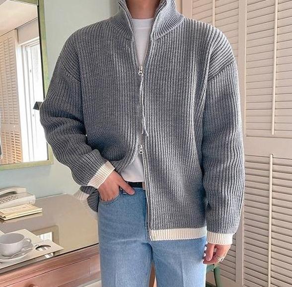 Cozy Knit Zip Cardigan Sweater