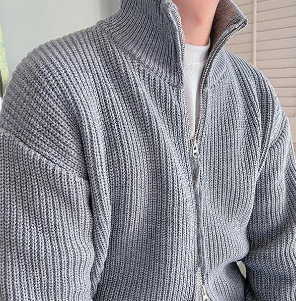 Cozy Knit Zip Cardigan Sweater