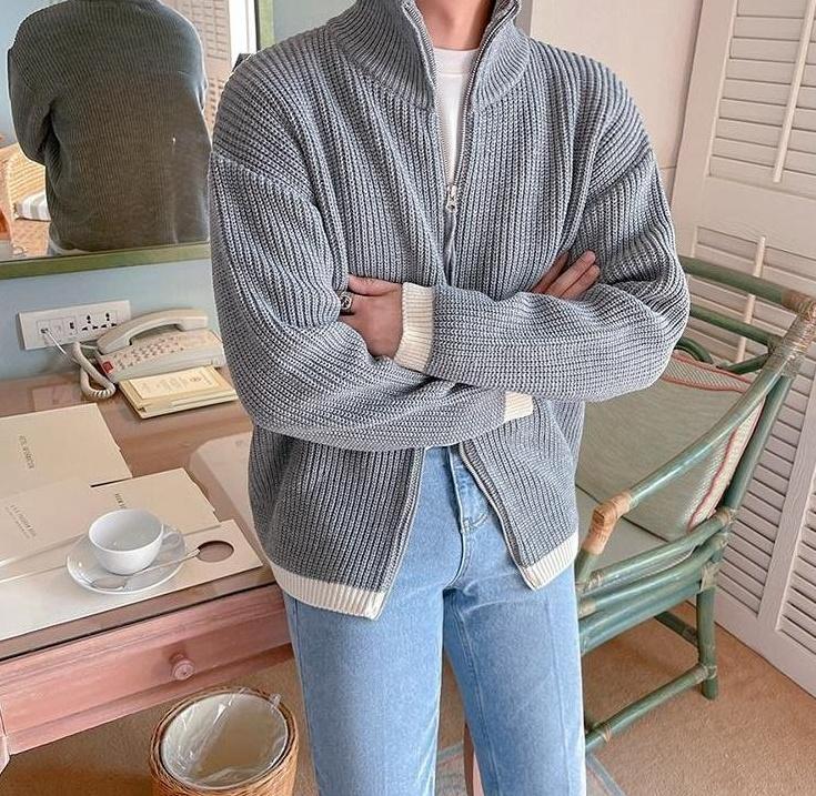 Cozy Knit Zip Cardigan Sweater