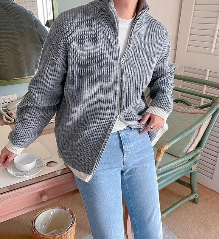 Cozy Knit Zip Cardigan Sweater
