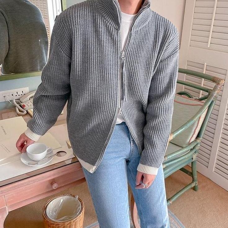 Cozy Knit Zip Cardigan Sweater