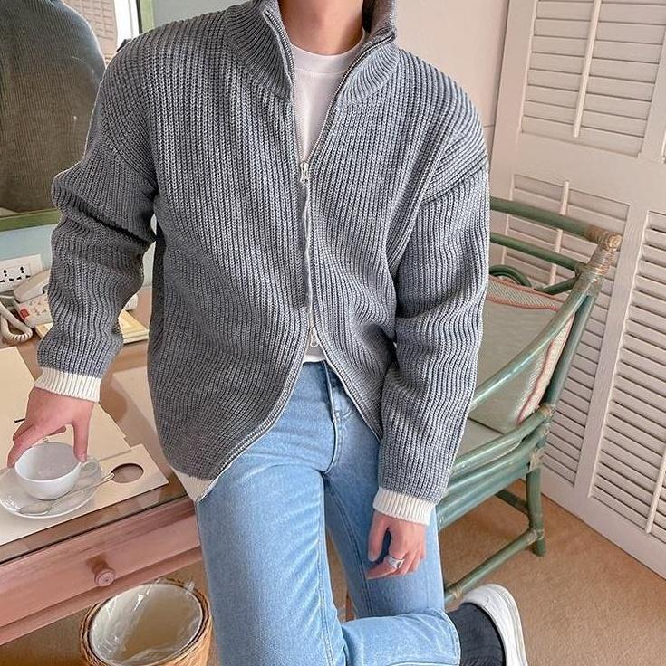 Cozy Knit Zip Cardigan Sweater