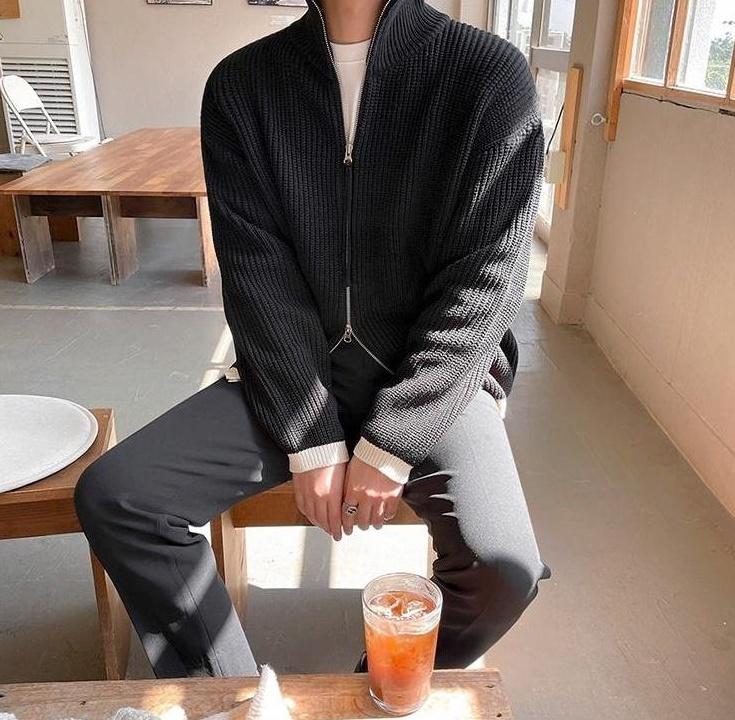 Cozy Knit Zip Cardigan Sweater