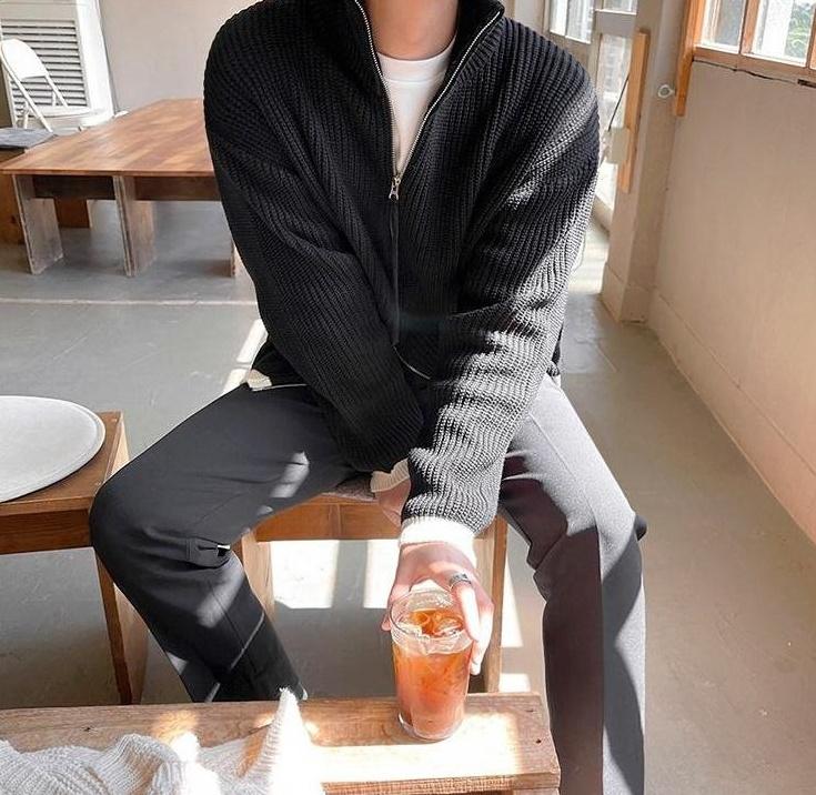 Cozy Knit Zip Cardigan Sweater