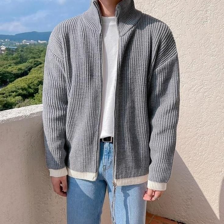 Cozy Knit Zip Cardigan Sweater