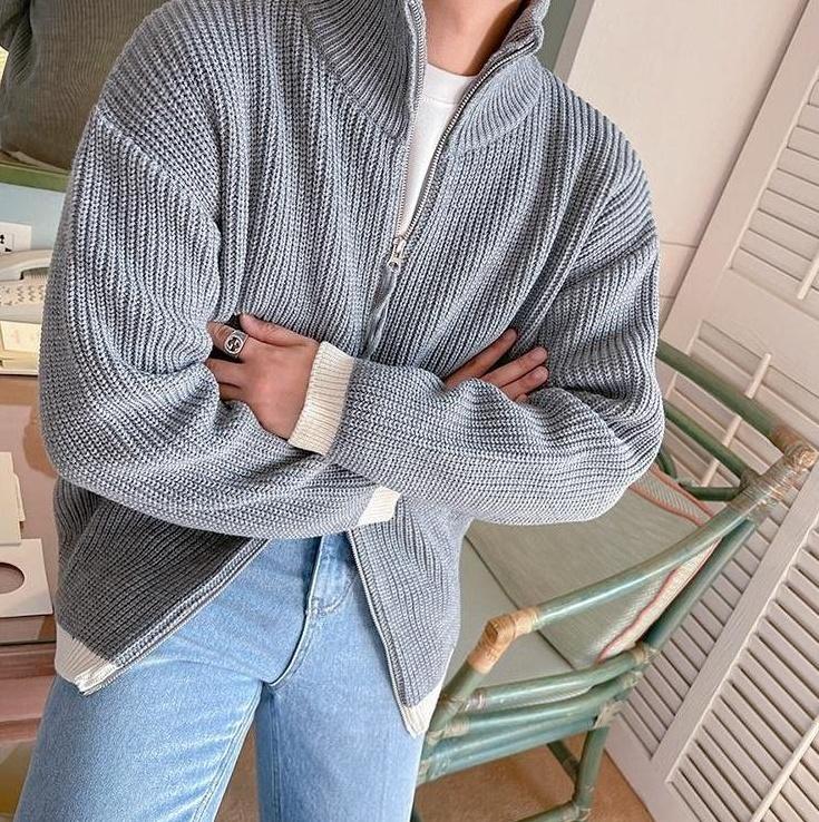 Cozy Knit Zip Cardigan Sweater