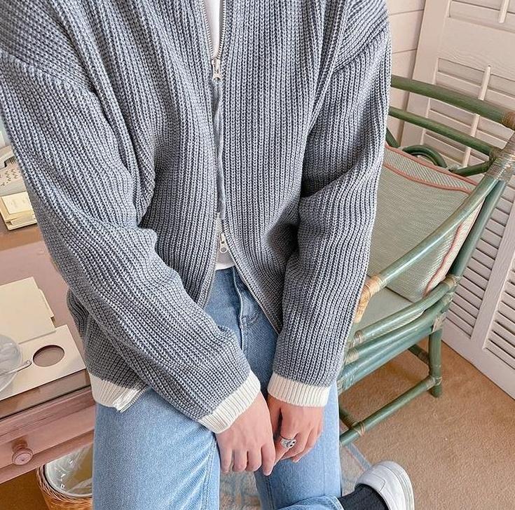Cozy Knit Zip Cardigan Sweater