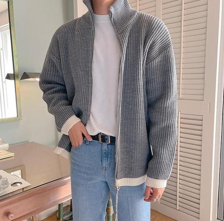 Cozy Knit Zip Cardigan Sweater