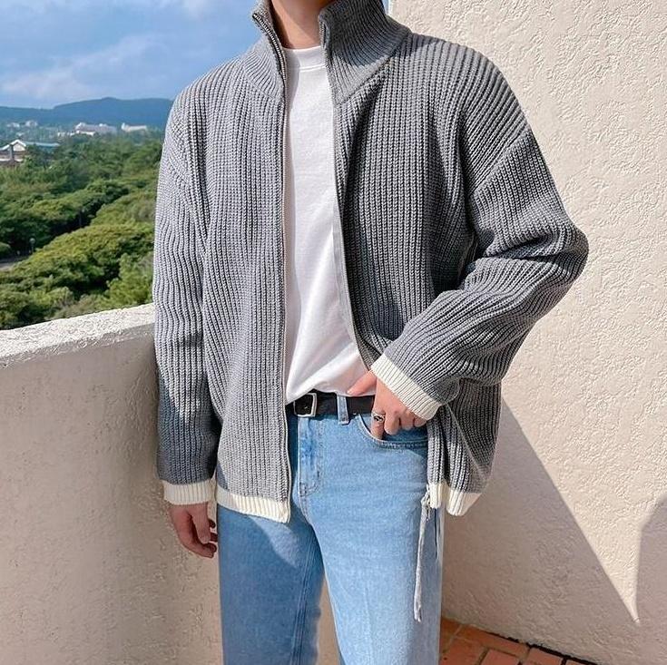 Cozy Knit Zip Cardigan Sweater