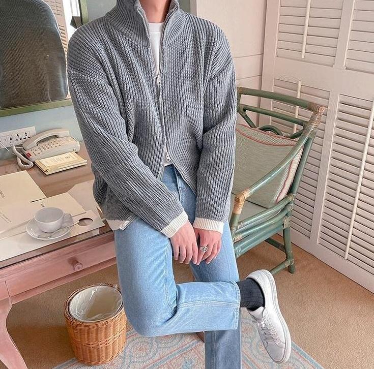 Cozy Knit Zip Cardigan Sweater
