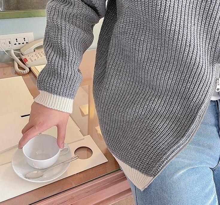 Cozy Knit Zip Cardigan Sweater