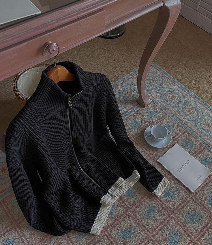 Cozy Knit Zip Cardigan Sweater