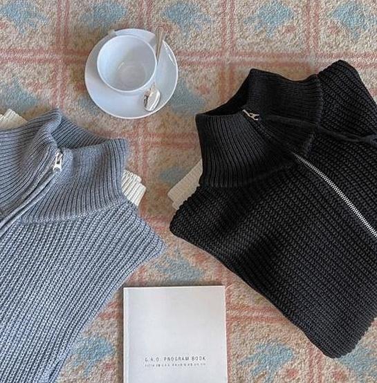 Cozy Knit Zip Cardigan Sweater